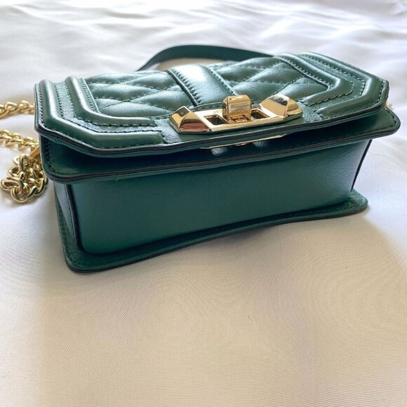 NWOT REBECCA MINKOFF MINI LOVE QUILTED LEATHER CROSSBODY BAG IN TEAL - OS - Picture 6 of 9
